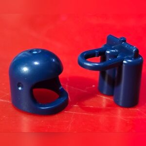 Lego Helmet + Oxygen Air Tanks Set Dark Earth Blue Astronaut Classic Spaceman